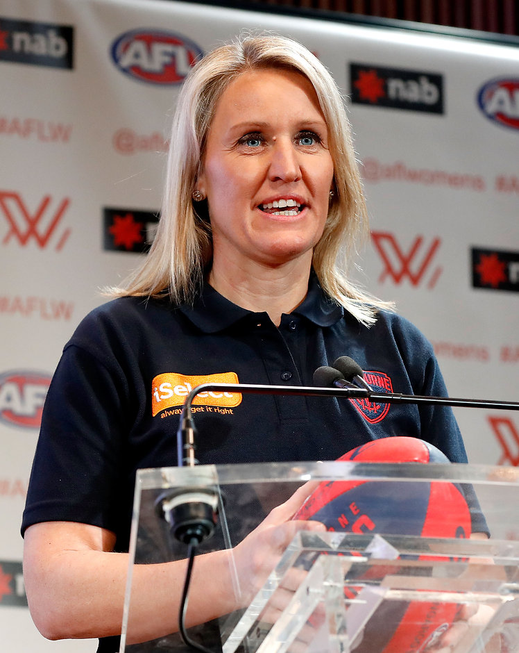 AFL 2016 Media - NAB AFLW Draft MELBOURNE, AUSTRALIA - OCTOBER 12: Melbourne Demons Elise O'Dea announces the number eight draft pick during the 2016 NAB AFLW Draft at NAB Building on October 12, 2016 in Melbourne, Australia. (Photo by Adam Trafford/AFL Media)